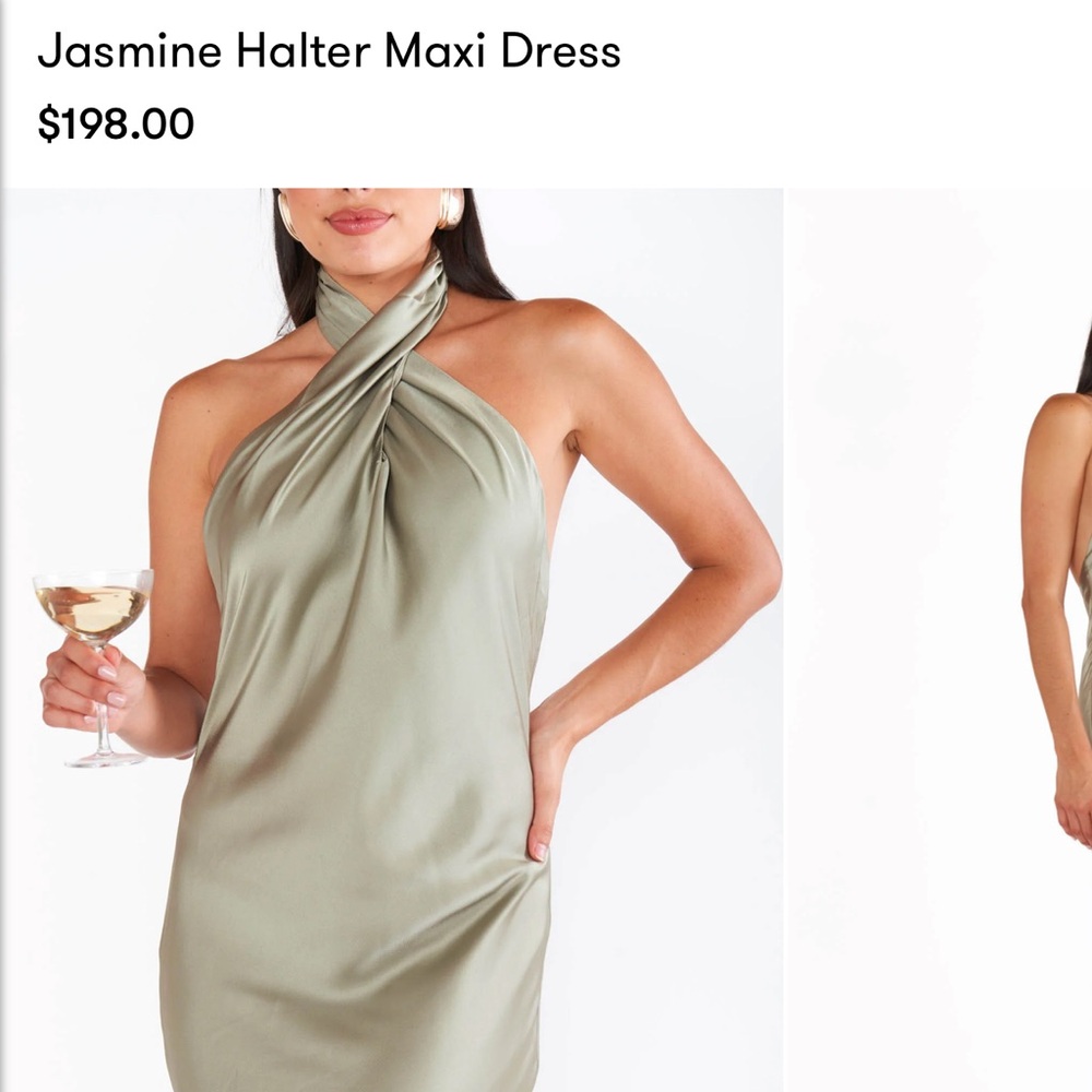 Show Me Your MuMu Jasmine Halter Maxi Dress in Olive Bridesmaid Dress